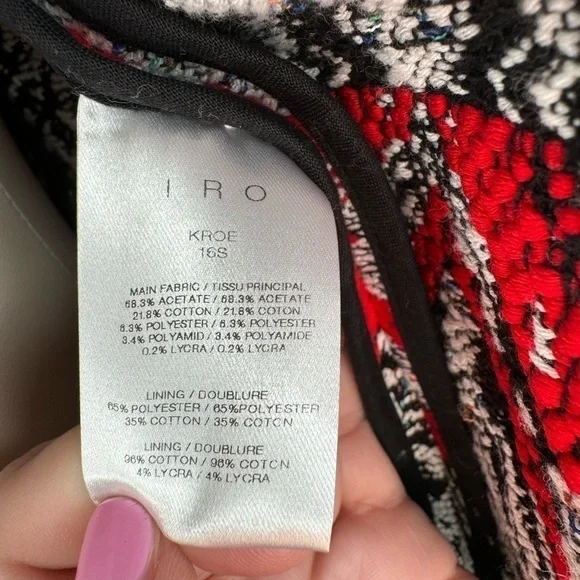 IRO Paris Tweed Jacquard Jacket Size 36 Small Multicolor Cropped Blazer - Picture 8 of 11